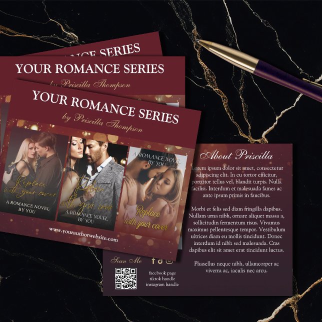 Burgundy Bokeh Romance Book Series Marketing Flyer (Creator Uploaded)