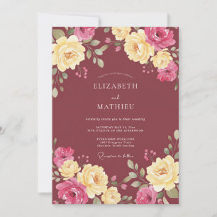 Burgundy Bold Autumnal Wedding Invitation