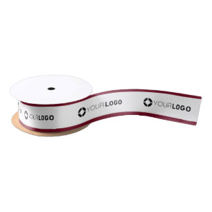Burgundy border custom company logo business gift satin ribbon
