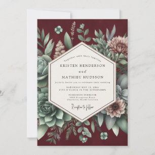 Burgundy Botanical Elegance Wedding Invitation