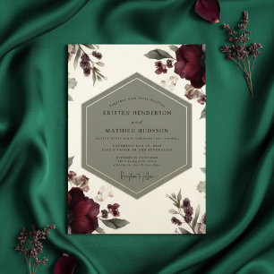 Burgundy Botanical Opulence Wedding Invitation