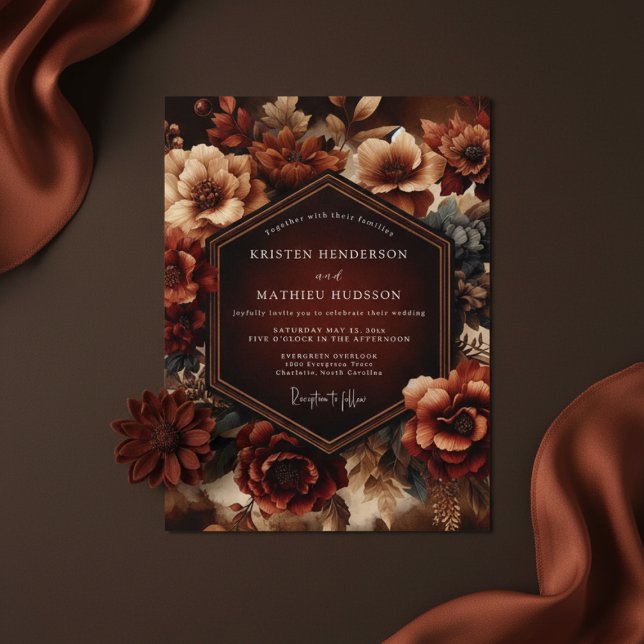 Burgundy Botanical Opulent Wedding Invitation (Creator Uploaded)