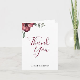 Burgundy Botanical Wedding Thank You