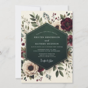 Burgundy Botanical Woodland Wedding Invitation