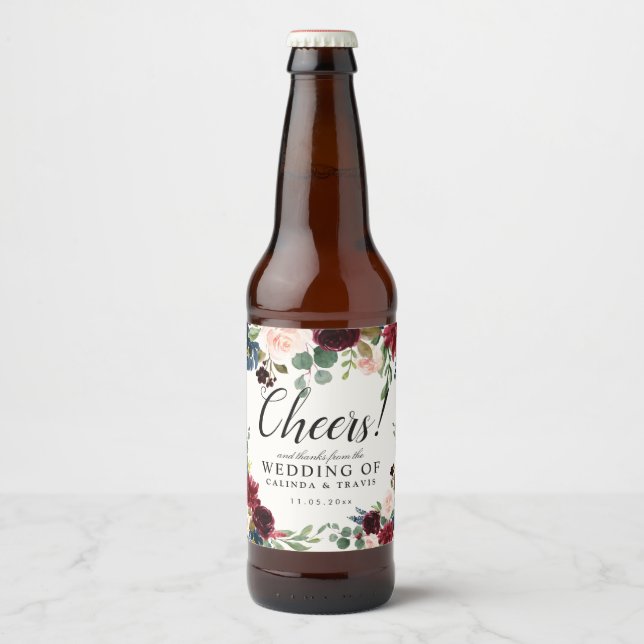 Burgundy Bouquet | Beer Bottle Label (Front)