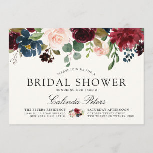 Burgundy Bouquet   Bridal Shower Invitation