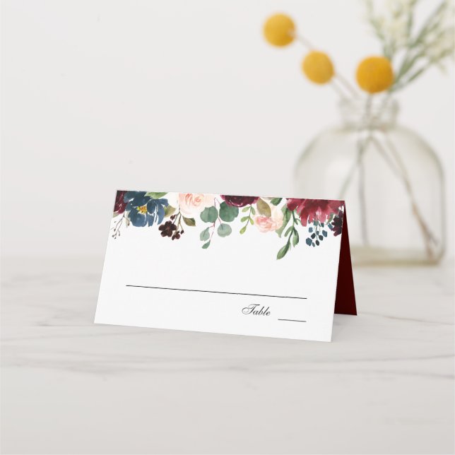 Burgundy Bouquet | Escort Place Card (Front)