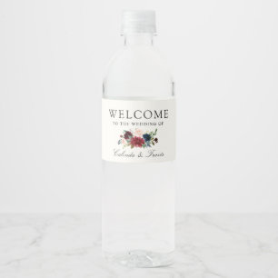 Burgundy Bouquet Floral Water Bottle Label