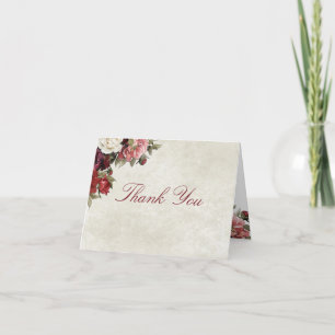 Burgundy Bouquet Folded Thank You Card 