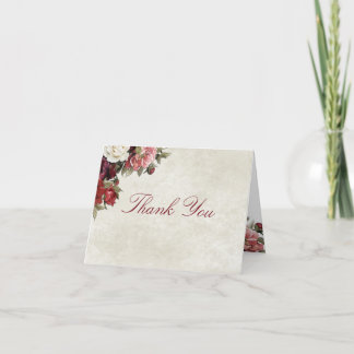 Burgundy Bouquet Folded Thank You Card 