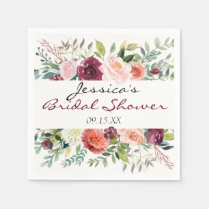 Burgundy Bouquet Personalized Floral Napkin