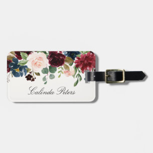 Burgundy Bouquet   Personalized Luggage Tag