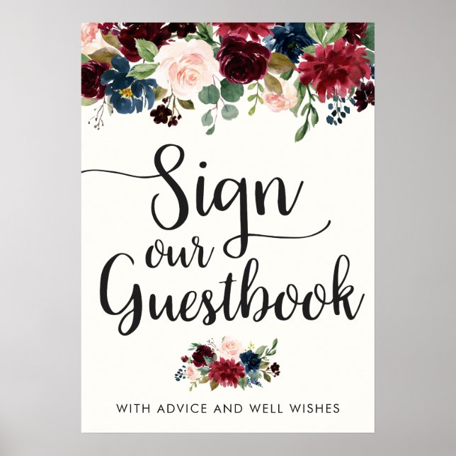 Burgundy Bouquet | Sign Our Guestbook (Front)