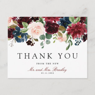 Burgundy Bouquet   Thank You Card