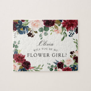Burgundy Bouquet   Will you be my Flower girl? Jigsaw Puzzle