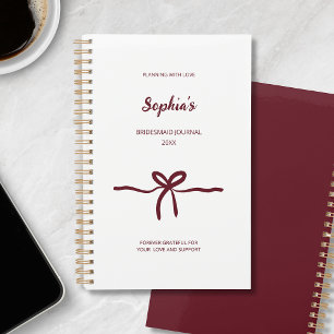 Burgundy Bow Bridesmaid Modern Script Nom Année