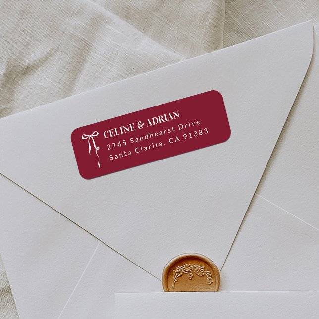 Burgundy Bow Return Address Label (Creator Uploaded)