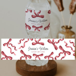 Burgundy Bow  Water Bottle Label