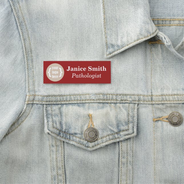 Burgundy, Branded Name Tag with Logo (In Situ)