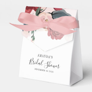 Burgundy Bridal Shower Floral Personalized Favor Box
