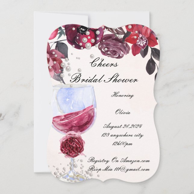burgundy bridal shower invitation (Front)