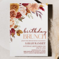 Burgundy Brown Orange Floral Birthday Brunch