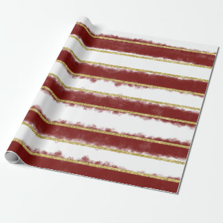 Burgundy Brush Strokes w Glitter Wrapping Paper
