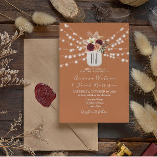Burgundy Burnt Orange Wedding Invitation