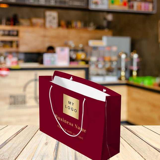 Burgundy business logo name paper shopping bag (Creator Uploaded)