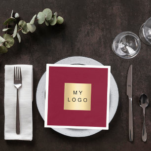 Burgundy business logo napkin