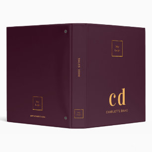 Burgundy business office logo binder