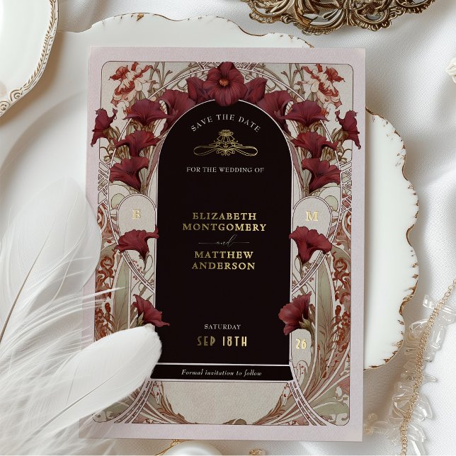 Burgundy Calla Lily Wedding Save The Date (Creator Uploaded)
