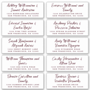 Burgundy Calligraphie Étiquettes de adresse invité