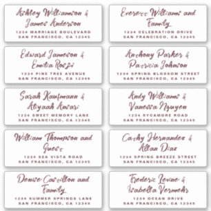 Burgundy Calligraphy Guest Address Labels