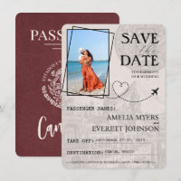 Burgundy Cancun Passport Save The Date