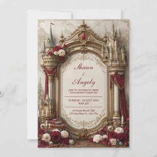 Burgundy Castle Fairytale Wedding Invitation