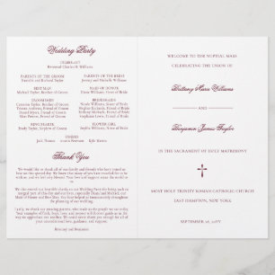 Burgundy Catholic Wedding Mass Ceremony Program