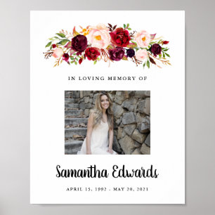 Burgundy Celebration Of Life Sign, Photo Sign