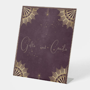Burgundy Celestial Star and Moon Bridal Shower Pedestal Sign