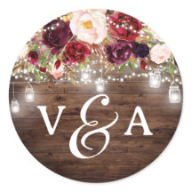 Burgundy Chaîne Lights Monogram Sticker Mariage