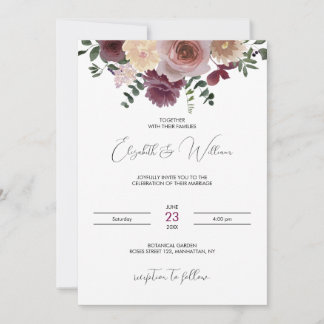 Burgundy &Champagne Boho Rustic Wedding Invitation