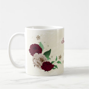 Burgundy champagne flowers  coffee mug