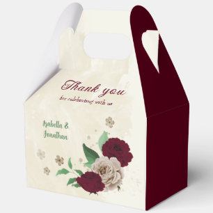 Burgundy champagne flowers wedding  favor box