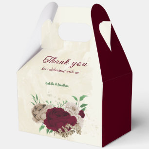 Burgundy champagne flowers wedding  favor box