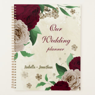 Burgundy champagne flowers wedding planner