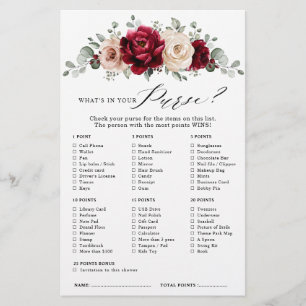 Burgundy Champagne Ivory Mauve Bridal Shower Game