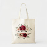 Burgundy Champagne Ivory Mauve Bridesmaids gift Tote Bag<br><div class="desc">Elegant Burgundy Red,  Champagne ivory earthy floral theme wedding bridesmaids gift tote bag  featuring elegant bouquet of Burgundy,  champagne ivory colour roses peonies  and sage green eucalyptus leaves. Please contact me for any help in customization or if you need any other product with this design.</div>