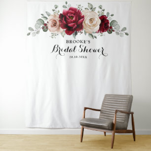 Burgundy Champagne Ivory Mauve Rose Bridal Shower Tapestry