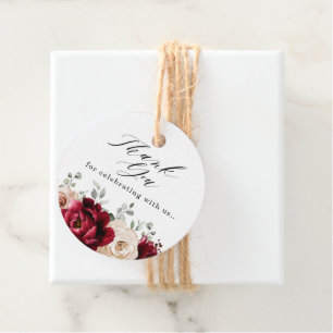 Burgundy Champagne Ivory Mauve Rose Floral Wedding Favour Tags