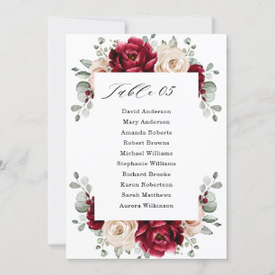Burgundy Champagne Ivory Mauve Rose Seating Chart Invitation